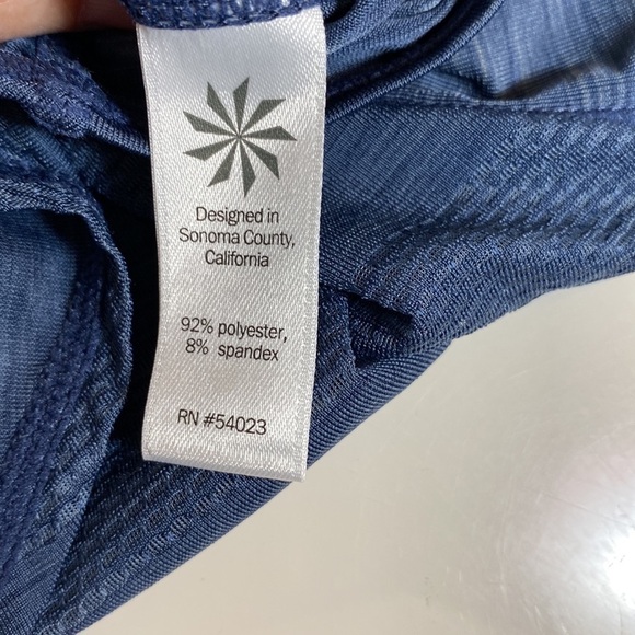 ATHLETA Long Sleeve Navy Scoop Neck Athletic‎ Top Chevron Panel Size S - Picture 8 of 11